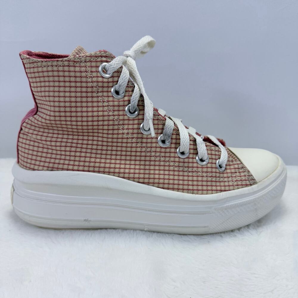 Converse Chuck Taylor All Star Move Platform Checkered Hi Oat Milk Women’s 7.5